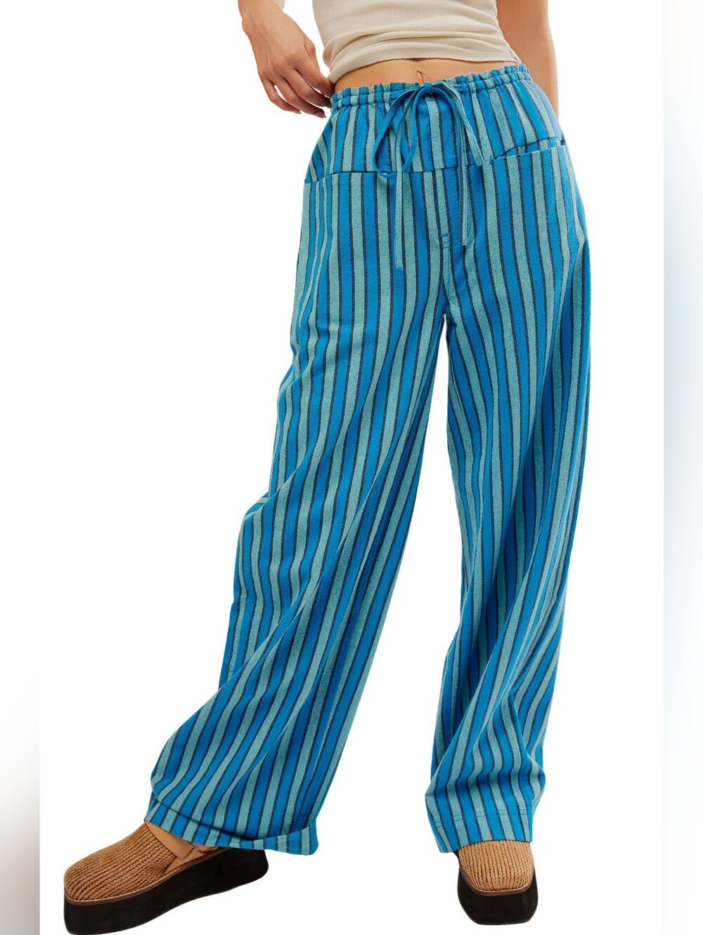 Nwt Free People Hudson Canyon Stripe Wide-Leg Pants